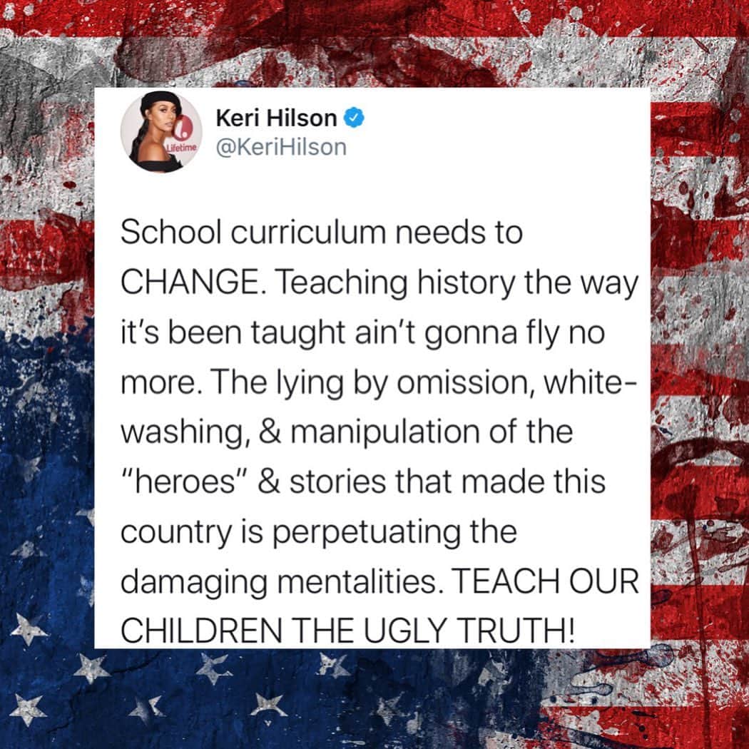ケリー・ヒルソンのインスタグラム：「...And the beautiful truth too. Dismantling white supremacy & racism has many angles. If children on both sides of the coin continue to be miseducated, the change we are working towards cannot last. Their minds will be poisoned by the same deception we’re unlearning right now. And yes, we know the re-writing of history that served their narratives was VERY intentional. But now we know. We have to let our children process the TRUTH & work from there!!! Or else the progress we need will remain hindered. So who’s working on that? #curriculum #replant #teachthetruth #AmericanHistory #WorldHistory」