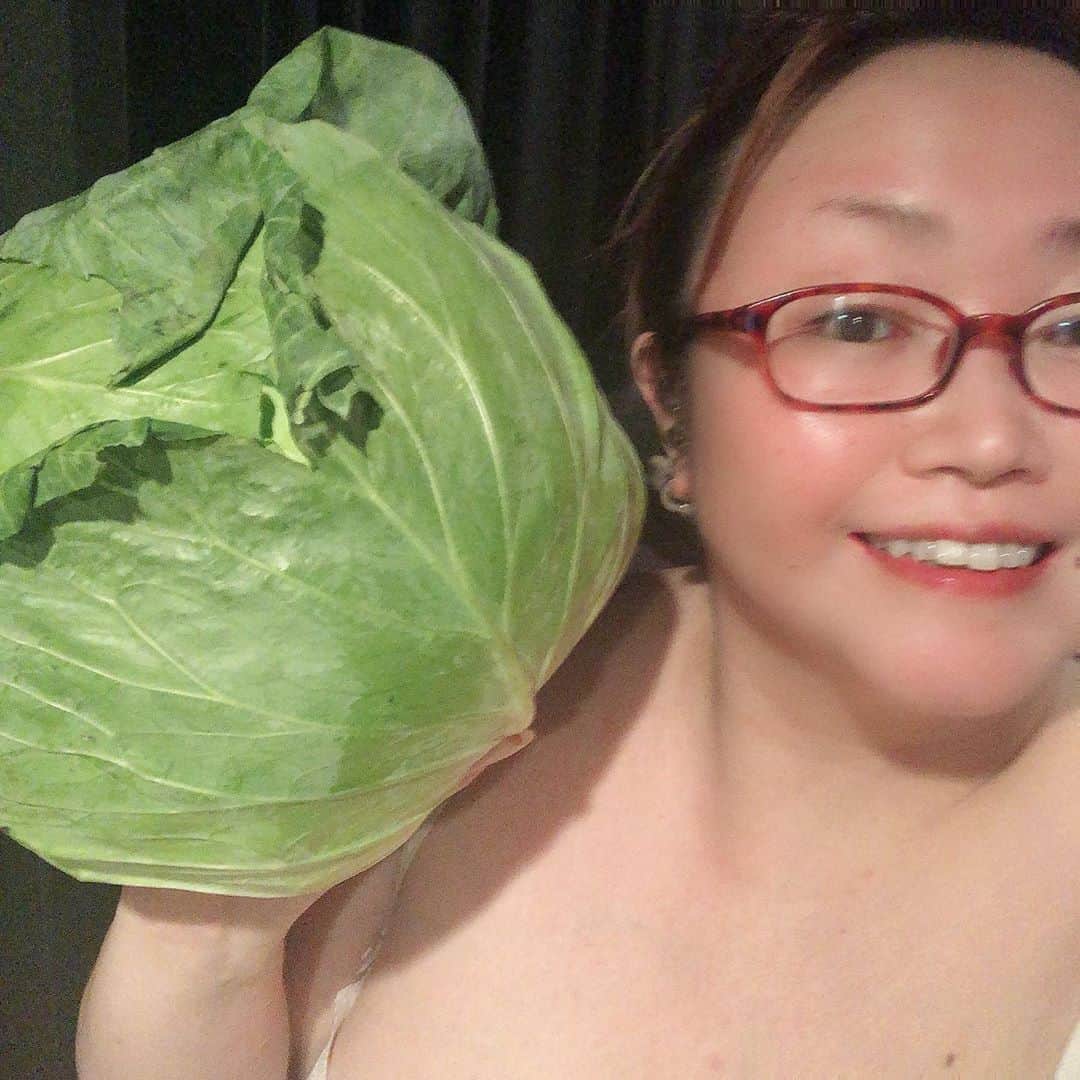有奈めぐみのインスタグラム：「こんなに大きいキャベツ、150円、安っ！ #av #風俗嬢 #渋谷 #キャベツ #安い #自炊 #料理 #料理好き」