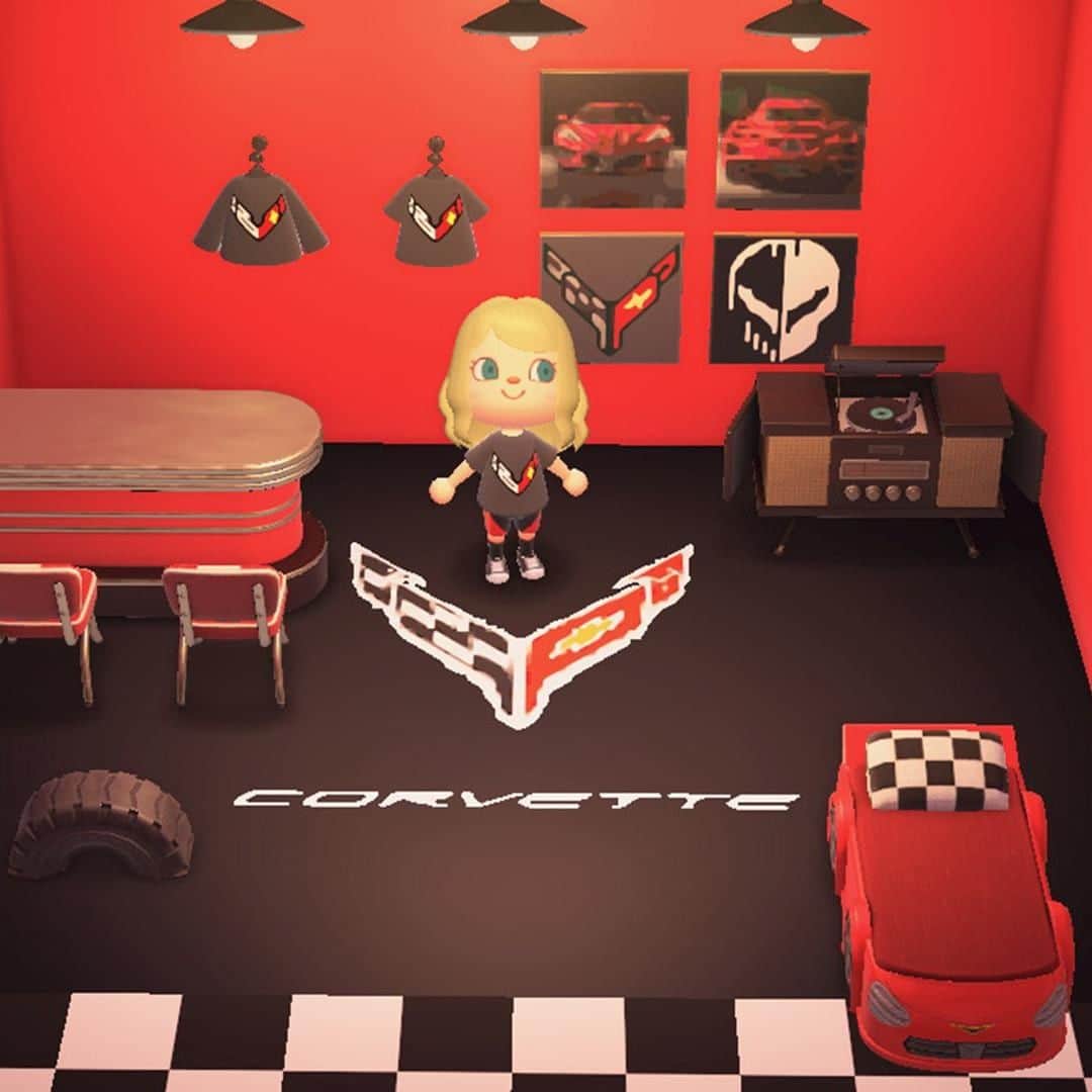 シボレーのインスタグラム：「Rev up your #AnimalCrossing world with the ultimate 2020 #Corvette haven, check out our Stories to see more.」