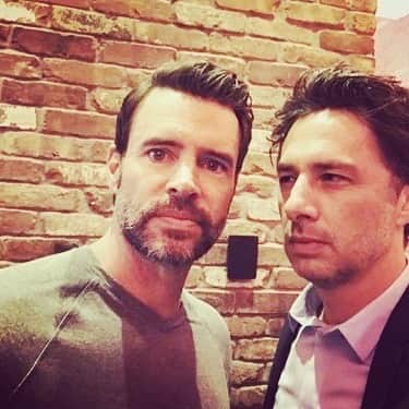 スコット・フォーリーのインスタグラム：「Here’s a shot of @zachbraff and I. We’re not talking in this shot but if you want to hear us conversing with one another and with the lovely and multi talented @donald_aison check out their #fakedoctorsrealfriendspodcast」