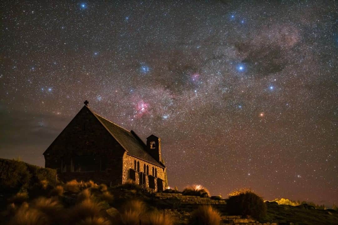 National Geographic Travelさんのインスタグラム写真 - (National Geographic TravelInstagram)「Photo by @babaktafreshi | I was at Lake Tekapo on the South Island of New Zealand last November. It is known as an International Dark Sky Reserve named Aoraki Mackenzie. In this 10-second single-exposure photograph, the Southern Cross and Coalsack Nebula are on the right and Carina Nebula hangs above the iconic Church of the Good Shepherd. I was there as a speaker for the Starlight Conference, which focused on natural night values and light pollution.  Follow me @babaktafreshi to explore more of the world at night. #astrophotography #laketekapo #darkskyprojectnz #twanight」6月17日 9時05分 - natgeotravel