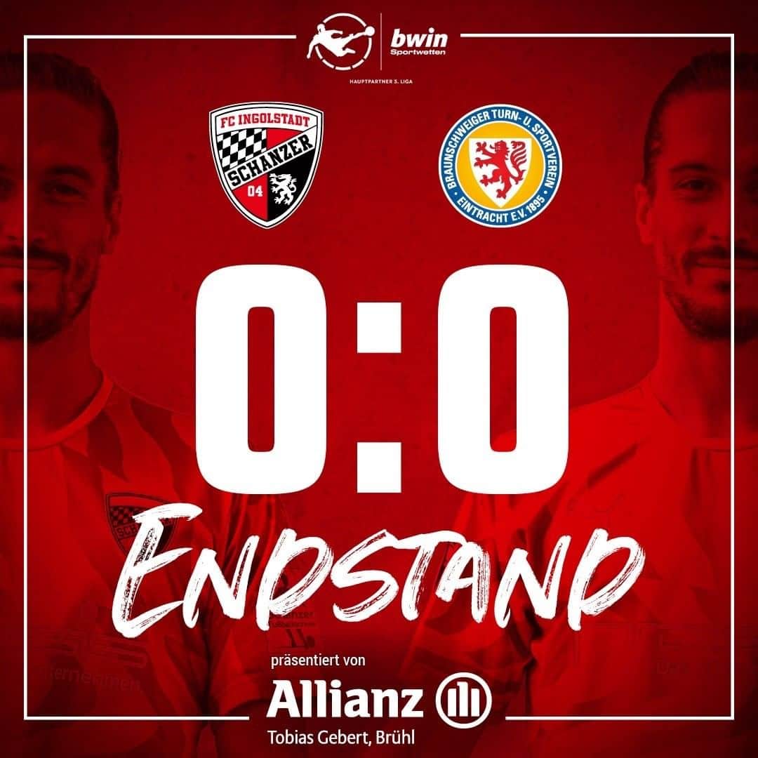 のインスタグラム：「Angerannt wie verrückt, doch kein Durchkommen ⛔️❌ Die #Schanzer spielen auch gegen @eintrachtbraunschweig1895 Remis. Weiterhin ungeschlagen, doch wir wollten heute mehr. WEITERFIGHTEN‼️ . . #schanzerdassindwir #Schanzerfürimmer #Ingolstadt #FCI #FCIngolstadt #soccer #fussball #football #3liga #zeigtsuns #fu3ball #gemeinsam #zusammen #miteinander #support #fan #dahoam #Eintracht #Braunschweig #FCIEBS #EintrachtBraunschweig #immerweiter #zamhoidn #Geisterspiel #Heimspiel #SchanzerHeimat #AudiSportpark」