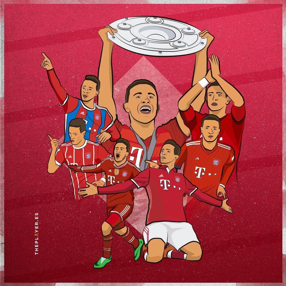 ティアゴ・アルカンタラのインスタグラム：「✌🏼 NUMBER 7 ! 🏆🏆🏆🏆🏆🏆🏆 @fcbayern #MiaSanMia #DeutscherMeister ⚪️🔴」