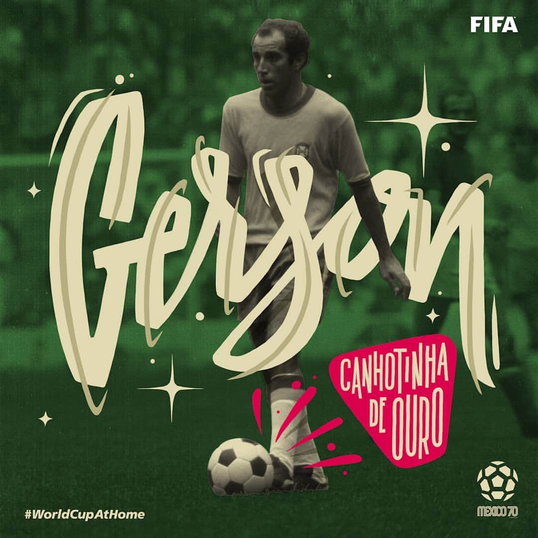 FIFAワールドカップさんのインスタグラム写真 - (FIFAワールドカップInstagram)「#Mexico70 ️⭐ #WorldCupIcon⁣ ⁣ Name: Gerson (CAM)⁣ Nickname 💛 Canhotinha de Ouro⁣ Country 🇧🇷 Brazil⁣ Stand-out skill ⚽ Ball Control⁣ ⁣ Iconic #Mexico70 achievement: The 𝘣𝘳𝘢𝘪𝘯 of the team and one of five playmakers included in the starting XI. His spectacular goal in the Final perfectly demonstrated his 𝘨𝘰𝘭𝘥𝘦𝘯 left foot.⁣ ⁣ #WorldCup #WorldCupAtHome #Brazil #Brasil #Copade70 #50AnosDoTri」6月17日 5時32分 - fifaworldcup