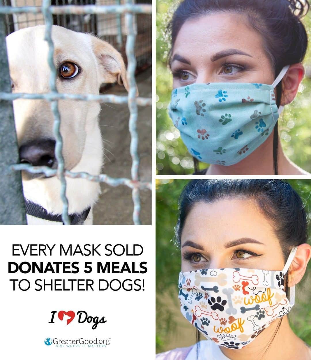 Animalsのインスタグラム：「WHILE SUPPLIES LAST - 3 masks for $24.99  For every mask sold, we donate 5 meals to animal shelters!  As of right now, they're still in-stock but selling fast! Buy link here ► @iheartdogscom bio.」