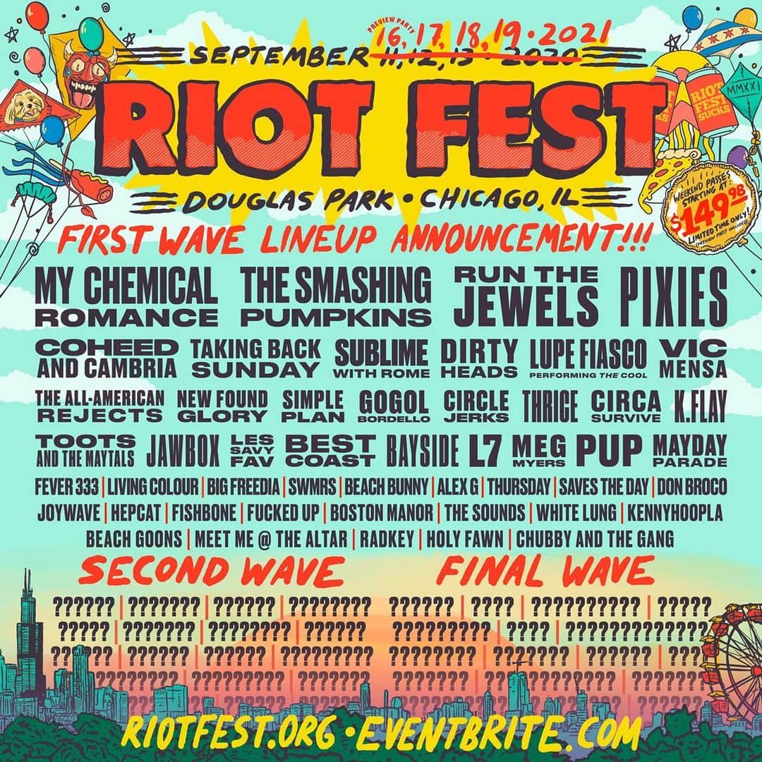 ベスト・コーストのインスタグラム：「see you next year Chicago 😎⁣ riotfest.org/chicago/tickets⁣  #riotfest2021」
