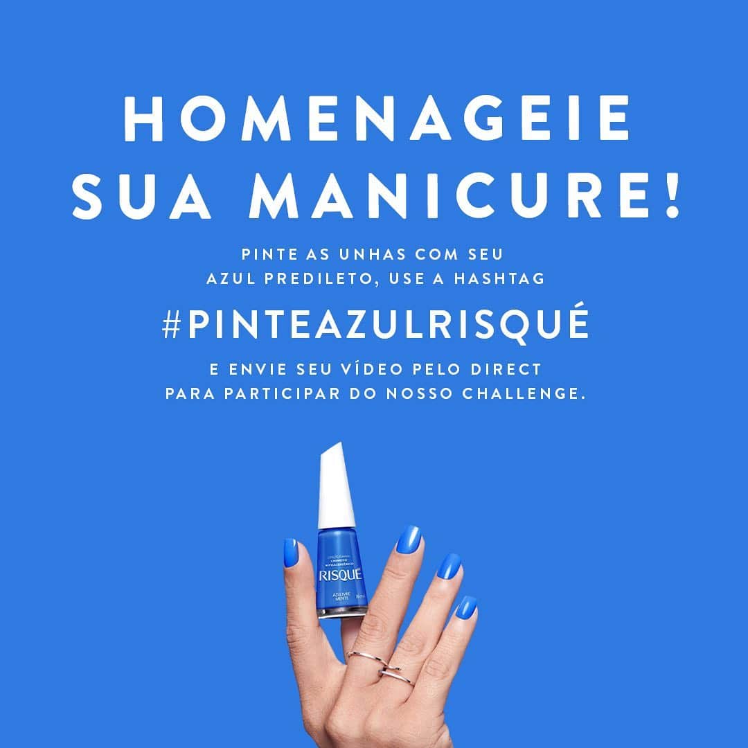 Risqueさんのインスタグラム写真 - (RisqueInstagram)「Tire um print e descubra o seu azul da semana para homenagear sua manicure. Aproveite e conta pra gente nos comentários por que sua manicure é #MaisQueManicure para você e participe do nosso challenge para homenagearmos essas mulheres incríveis.💅 ⠀⠀⠀⠀⠀⠀⠀⠀⠀ #TáNasNossasMãos #Risqué #Unhas #ViciadaEmVidrinhos #UnhasColoridas #Nails #EsmaltesRisqué #RisquéDaSemana #DiaDaManicure #PinteAzulRisqué」6月17日 9時43分 - risqueoficial