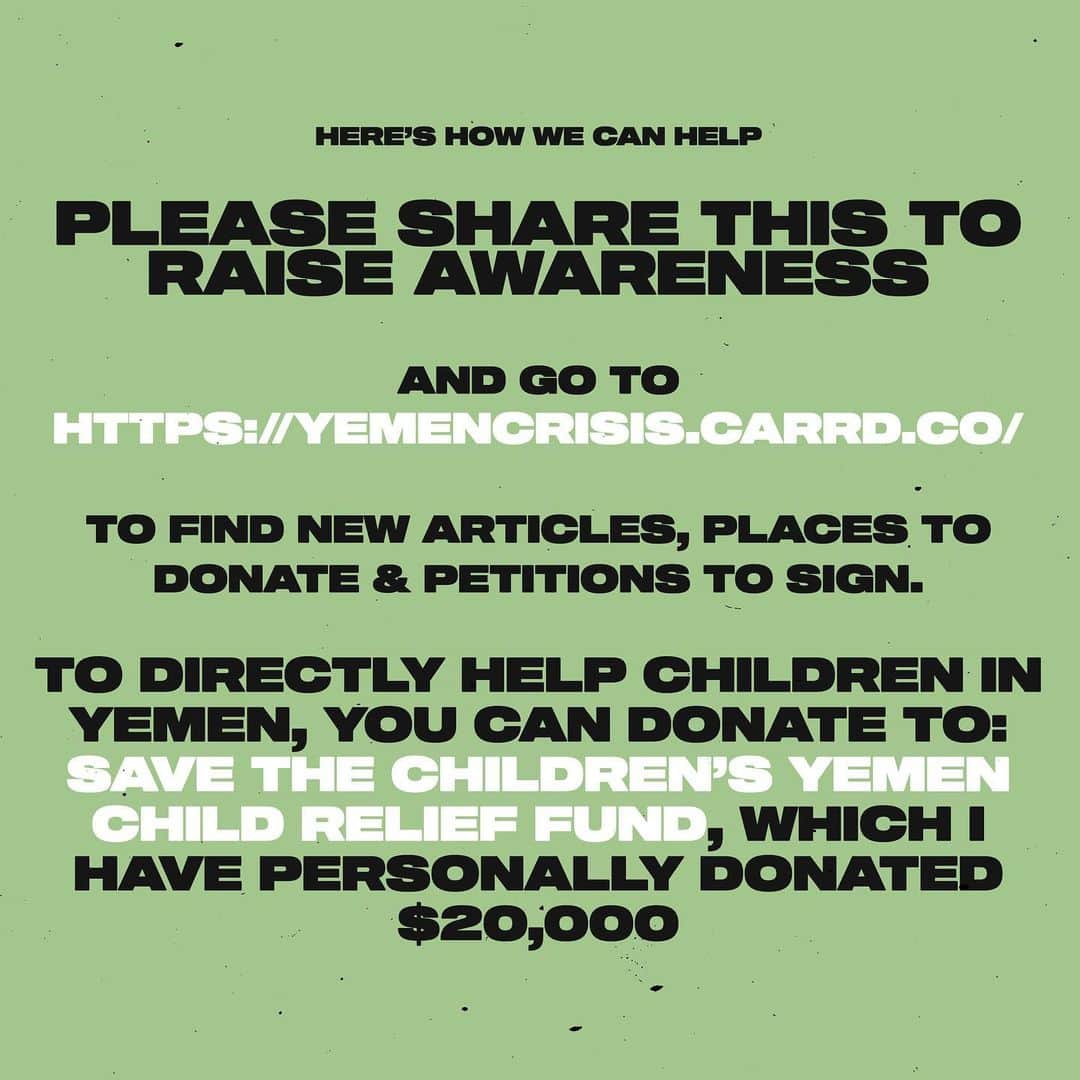 Halseyさんのインスタグラム写真 - (HalseyInstagram)「Please be sure to share this information about the crisis in Yemen. They absolutely need our help right now by means of donations and awareness. I have made a $20,000 donation to Save The Children’s YEMEN CHILDREN’S RELIEF FUND — (link to that in my bio) — link to more info & how to help in my IG story.」6月17日 10時22分 - iamhalsey