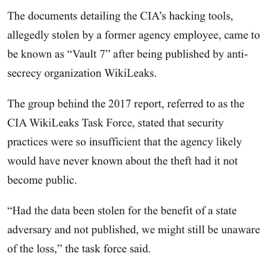 WikiLeaksさんのインスタグラム写真 - (WikiLeaksInstagram)「@dailydot : The report found that unless WikiLeaks had revealed them, the CIA may never have known they were stolen.」6月17日 10時42分 - wikileaks