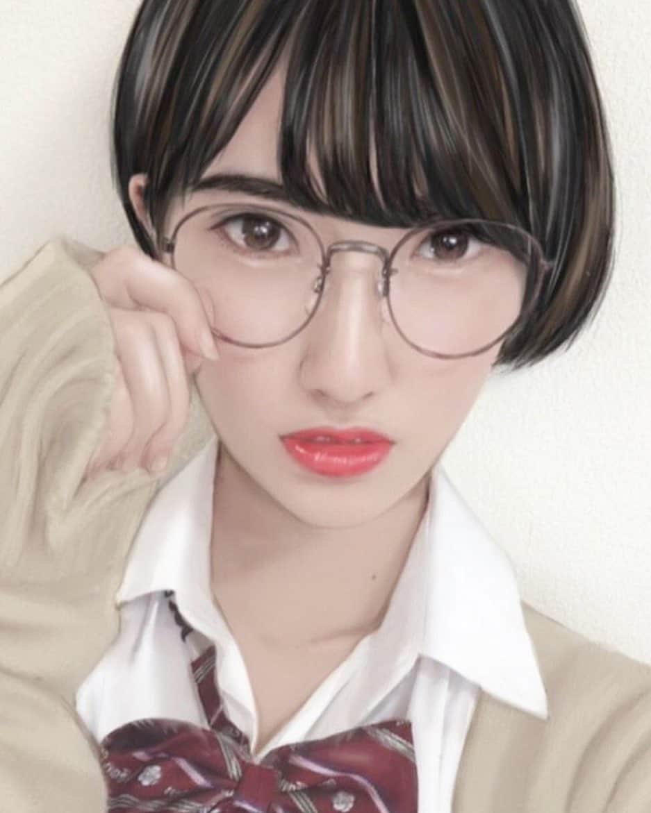東条蒼のインスタグラム：「＊ ・ ・ 描いていただきました！ ・ ・ これ絵です！ ・ ・ すごいですよね！👏 ・ ・ ありがとうございました🍌 ・ ・ ・ #イラスト #似顔絵 ・ ・ ・ #東条蒼 #クルーズグループ #セクシー女優 #av女優 #メガネ女子 #黒髪 #ショートヘア #あおたん　#teamメレンゲ #followｍe #following #japan #girl #photooftheday #tagsforlikes #instalike  #台湾 #香港 #粉我 #拍照 #照片 #人像攝影」