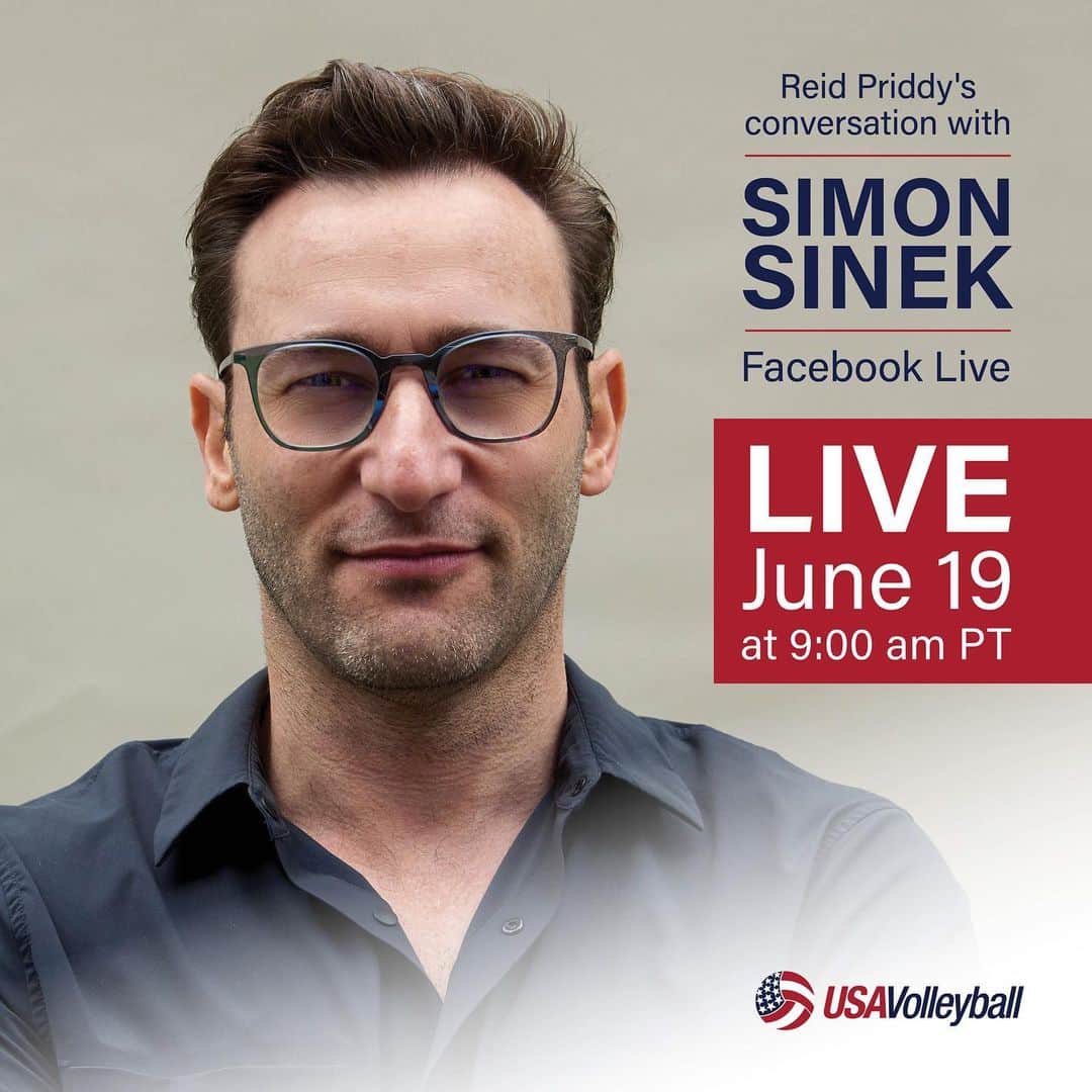 USA Volleyballさんのインスタグラム写真 - (USA VolleyballInstagram)「Tune in FRIDAY, June 19 at 9am PT for a special USA Volleyball Facebook Live with Olympian @reidpriddy as he talks with author and motivational speaker @simonsinek! • • Simon Sinek may be best known for popularizing the concept of WHY, which he described in his first TED Talk in 2009. Additionally he is the author of five books including global bestseller 𝑺𝒕𝒂𝒓𝒕 𝑾𝒊𝒕𝒉 𝑾𝒉𝒚: 𝑯𝒐𝒘 𝑮𝒓𝒆𝒂𝒕 𝑳𝒆𝒂𝒅𝒆𝒓𝒔 𝑰𝒏𝒔𝒑𝒊𝒓𝒆 𝑬𝒗𝒆𝒓𝒚𝒐𝒏𝒆 𝒕𝒐 𝑻𝒂𝒌𝒆 𝑨𝒄𝒕𝒊𝒐𝒏, and his latest book 𝑻𝒉𝒆 𝑰𝒏𝒇𝒊𝒏𝒊𝒕𝒆 𝑮𝒂𝒎𝒆.」6月18日 3時39分 - usavolleyball
