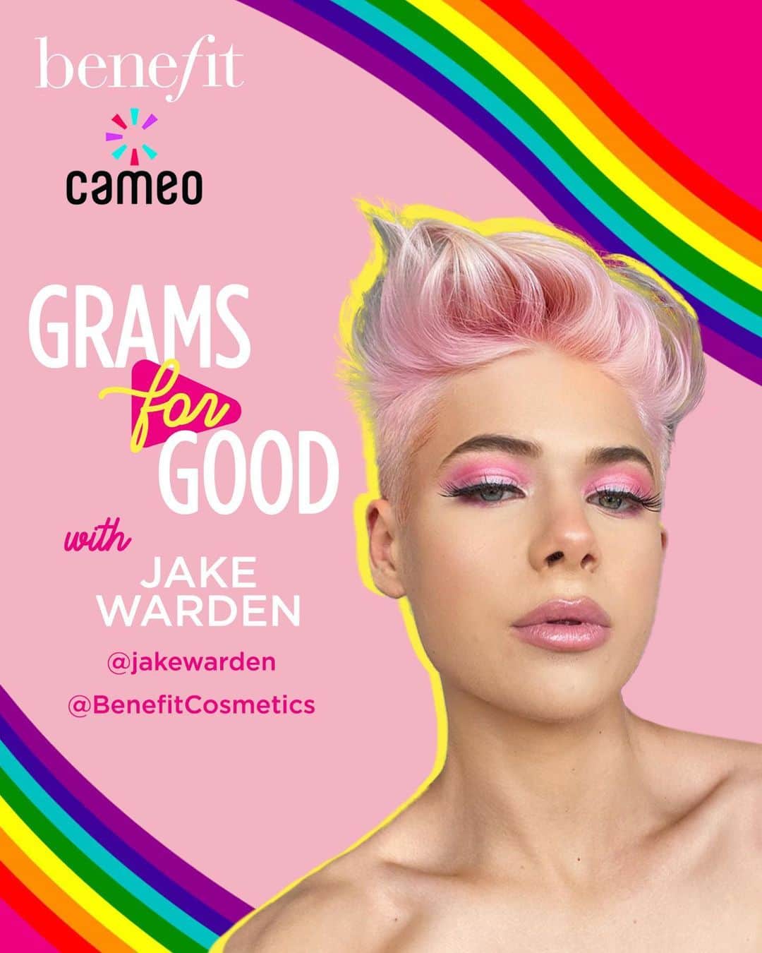 Benefit Cosmeticsさんのインスタグラム写真 - (Benefit CosmeticsInstagram)「We’re back with round 2 of Grams for GOOD! 🎥🏳️‍🌈 In honor of Pride month, we’re teaming up with @jakewarden, @kateaustinn & @flawlesskevin to raise money for @trevorproject! 💕 Purchase a customized @cameo video message and we’ll match 100% of the proceeds with all donations supporting @trevorproject’s important work uplifting LGBTQ+ youth — head to the link in our bio to get a personalized shoutout from your fave Benebabe and help make a difference!」6月18日 2時33分 - benefitcosmetics