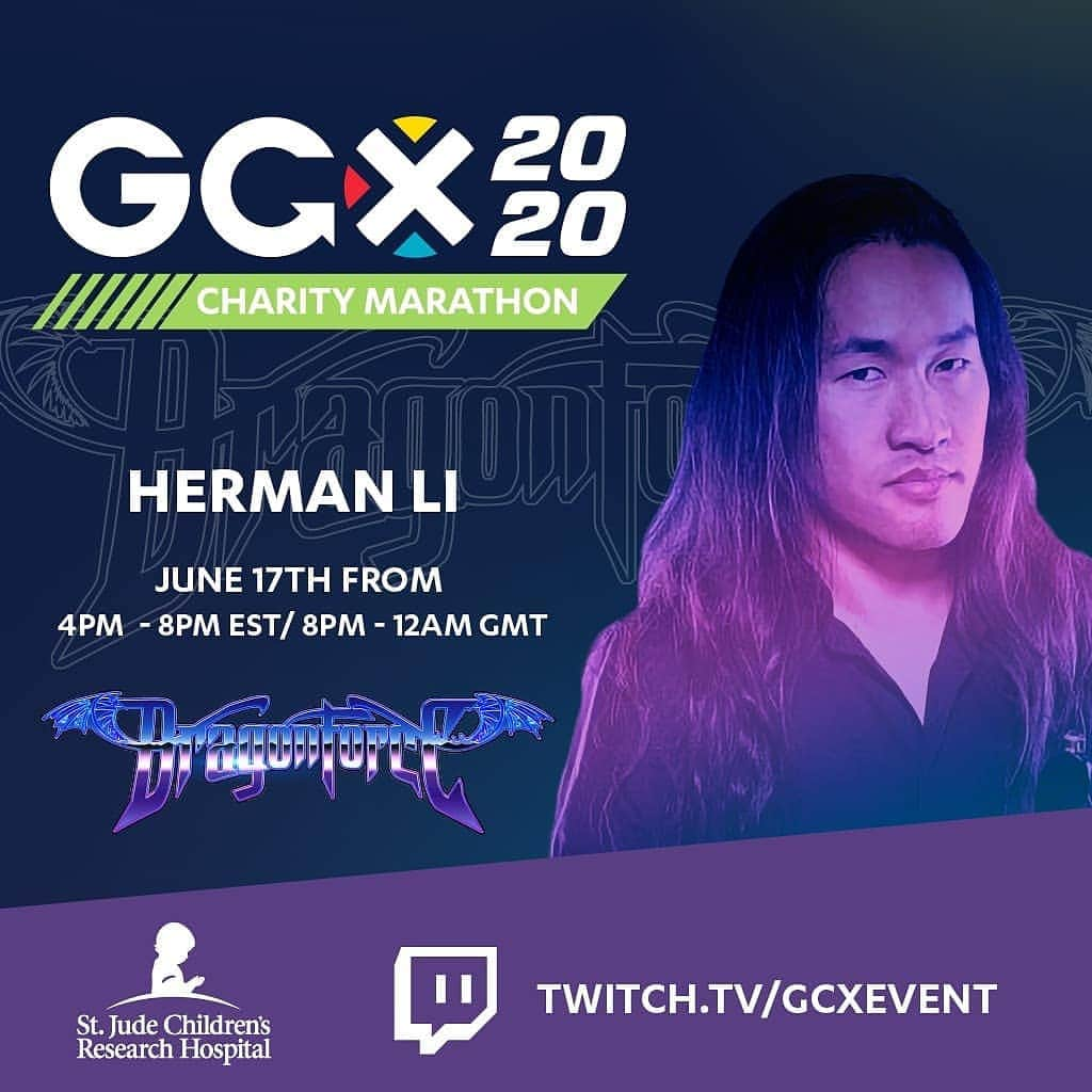 DragonForceさんのインスタグラム写真 - (DragonForceInstagram)「@hermanli will be part of the Charity Marathon today on @gcxevent to help raise money for children's hospital.  1pm PT / 4pm ET / 9pm UK. Twitch.tv/gcxevent #dragonforce #hermanli #stjude」6月17日 23時26分 - dragonforcehq