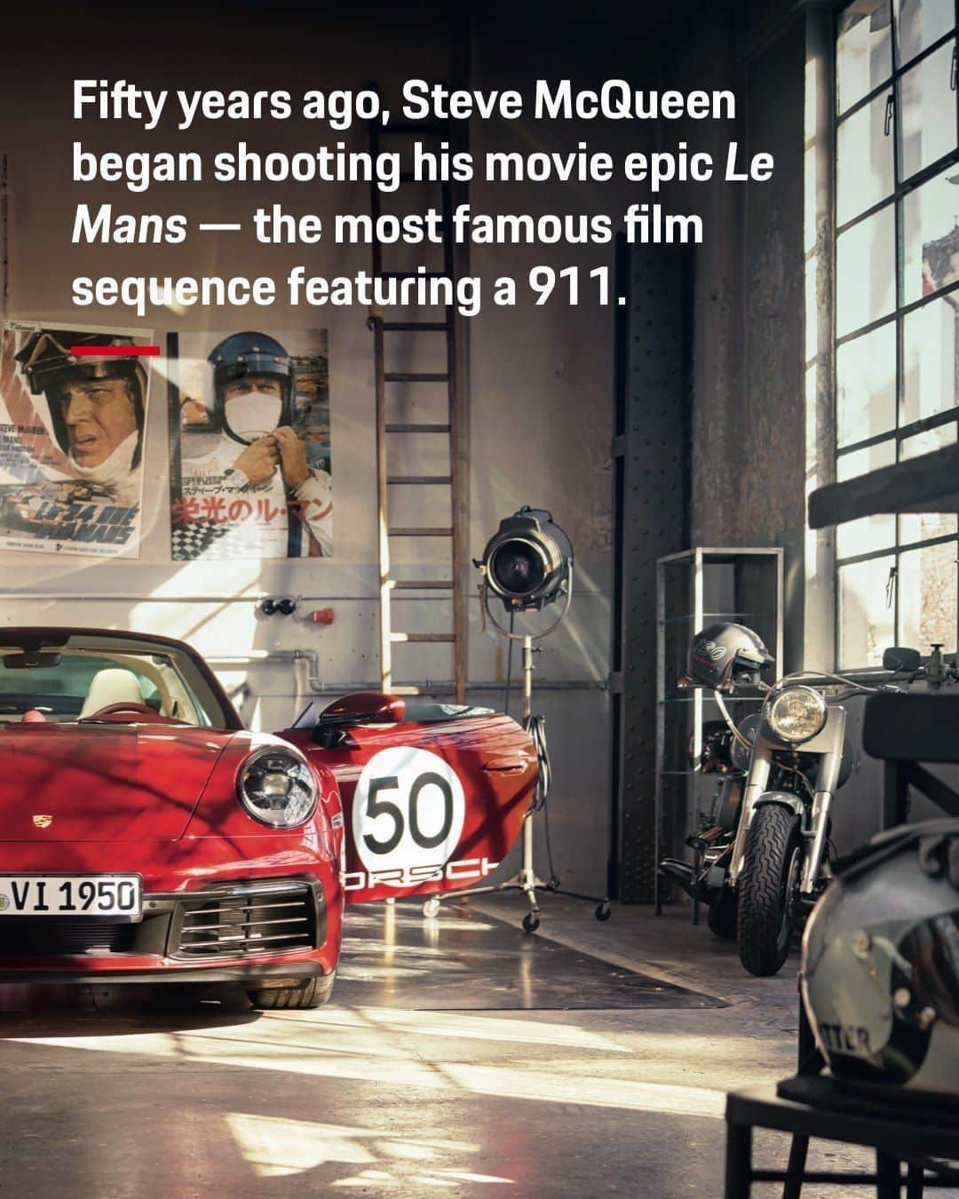 Porscheさんのインスタグラム写真 - (PorscheInstagram)「Half a century ago, Steve McQueen began shooting 'Le Mans' — the most famous film sequence featuring a 911. Today, the new Porsche 911 Targa 4S Heritage Design Edition would likely be the perfect candidate for the role. See more over on Christophorus. Link in bio. __ 911 Targa 4S Heritage Design Edition: Fuel consumption combined 10,3 – 9,9 l/100 km; CO2 emissions combined 235 – 227 g/km.」6月18日 0時06分 - porsche