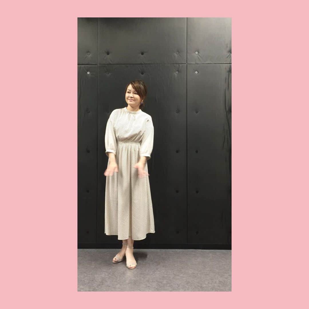 中澤裕子のインスタグラム：「📺 📺 昨日のお衣装 着心地良いワンピース ご提供 ありがとうございます  #広島テレビテレビ派  #衣装 #NOS広島店  #sandal #私物」