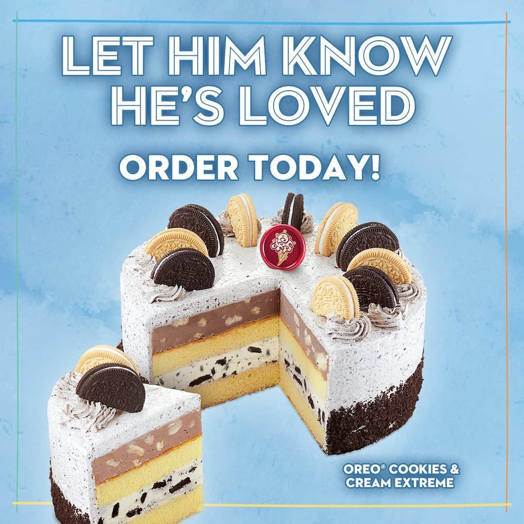 コールド・ストーン・クリーマリーのインスタグラム：「Let him know he's loved! 🎉🎂 Order your Father's Day Ice Cream Cake today! *link in bio*」