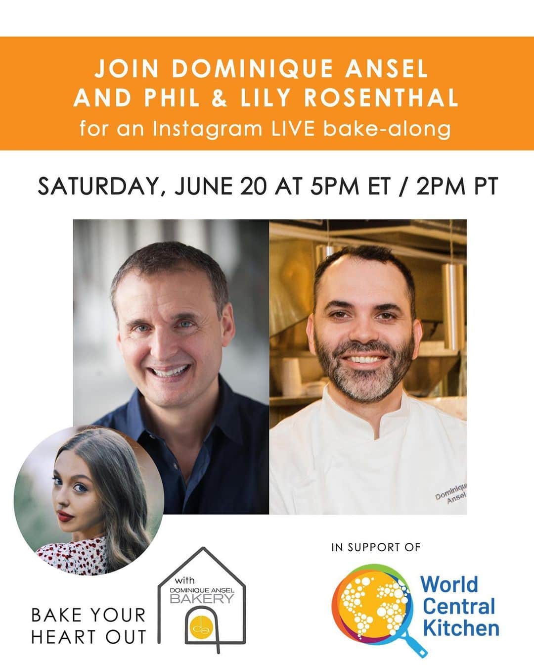 DOMINIQUE ANSEL BAKERYさんのインスタグラム写真 - (DOMINIQUE ANSEL BAKERYInstagram)「This Saturday! Excited to be baking on @instagram LIVE with @phil.rosenthal and his daughter @lilyrosenthal this SATURDAY, June 20th at 5pm ET/2pm PT, just in time for (my very first!) Father’s Day. 😊 At Phil and Lily’s request, we’re making something chocolatey: a Chocolate Gianduja (Hazelnut Milk Chocolate) Tart. And the best part? It’s all for a great cause, to give back to the incredible World Central Kitchen (@wckitchen). Swipe for a list of ingredients you’ll need to bake along live with us. See you here on Saturday!」6月18日 7時26分 - dominiqueansel