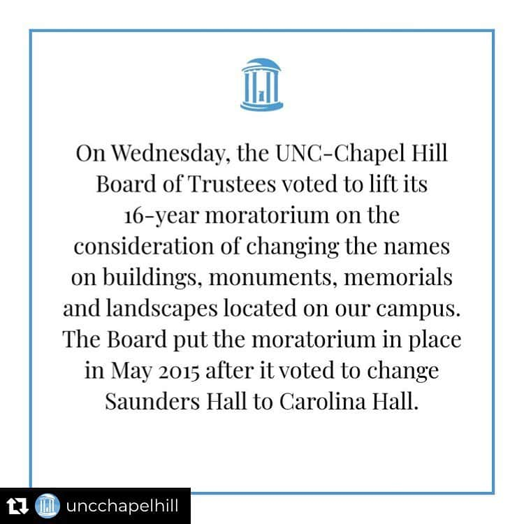 シャロン・ローレンスさんのインスタグラム写真 - (シャロン・ローレンスInstagram)「Yes! 👏🏻Love the leadership at  @uncchapelhill under Chancellor @kevinguskiewicz which has  moved in the right direction and the how truth telling about the systemic racism and reconciling it’s harm is absolutely gaining momentum. 🙏🏻 Repost from @uncchapelhill • The UNC-Chapel Hill Board of Trustees voted on Wednesday to lift a moratorium on changing the names on buildings, monuments, memorials and landscapes on our campus. Our aspirations to be the nation’s leading global public research university must include a much deeper dedication to reconciling our own history of racial injustice with a contemporary commitment to full racial equality and inclusivity. Tap the link in our bio to read more. #targram」6月18日 9時30分 - sharonelawrence