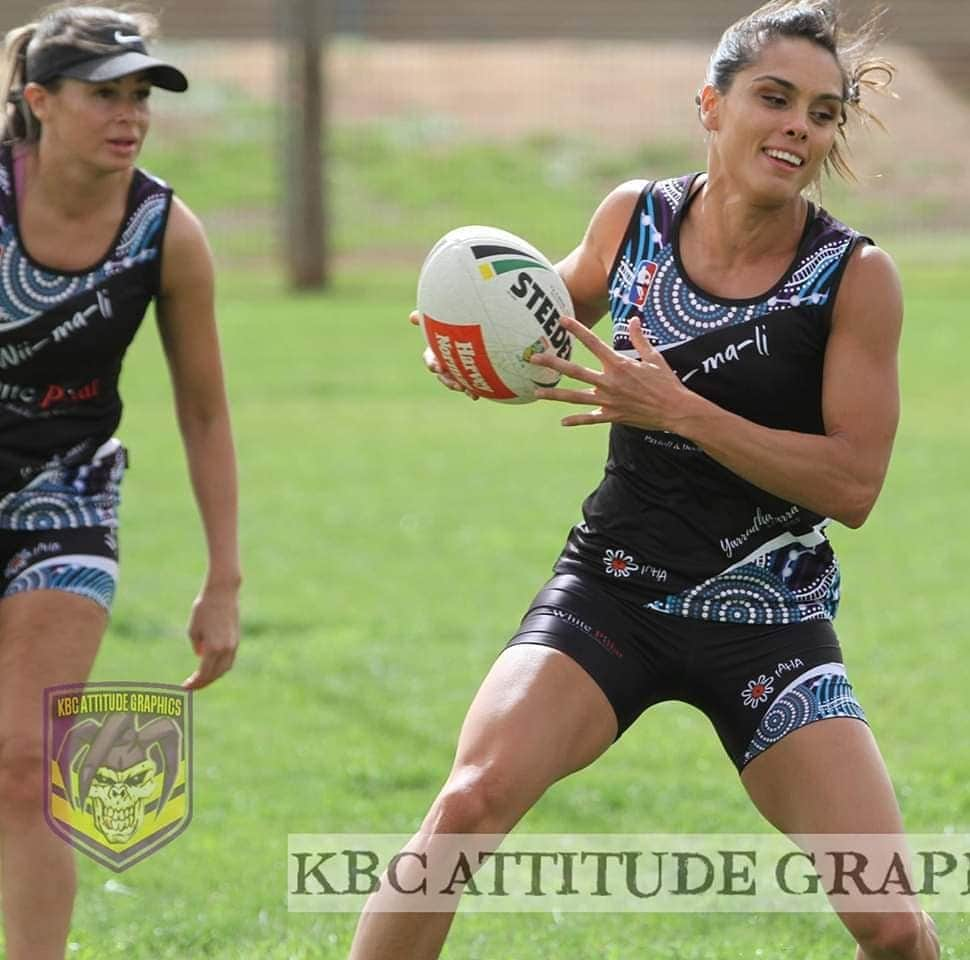 Angeline BLACKBURNのインスタグラム：「Throw back to the time I tried to play Touch footy. Luckily, @renee.duggan was very patient with me (she's the best footy coach/player ever) 😅. On a different note, how nice are the Indigenous designs on the uniform?  If you're looking to support a local Indigenous business, follow Kristie's @yarrudhamarra_creations_  She's an extremely talented, not to mention super lovely person ❤ 📸Photo credit: KBC Attitude Graphics #indigenousbusiness #canberra #yarrudhamarra #aboriginal #touchfooty🏉 #indigenous #aboriginal #wiradjuri #artist #throwbackthursday」