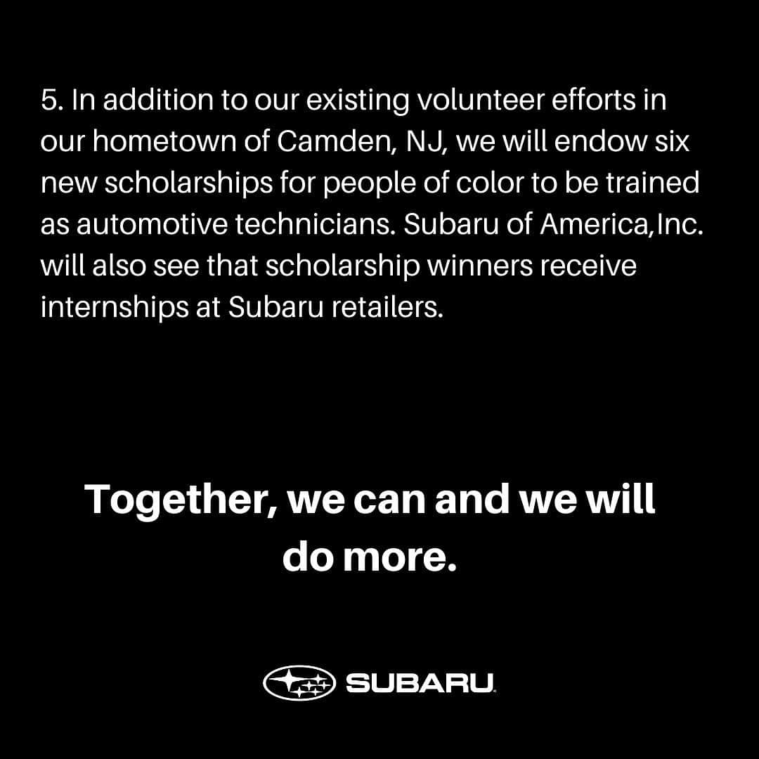 Subaru of Americaさんのインスタグラム写真 - (Subaru of AmericaInstagram)「Subaru of America, Inc. stands with a nation rising to fight social injustice over the senseless deaths of George Floyd, Ahmaud Arbery, Breonna Taylor, Rayshard Brooks along with untold other Black Americans. We Believe Black Lives Matter. Today we are announcing several actions that Subaru is taking in service of relevant, sustainable and systemic change including a $500,000 donation to the Equal Justice Initiative. Visit the link in our bio to learn more.」6月18日 22時05分 - subaru_usa