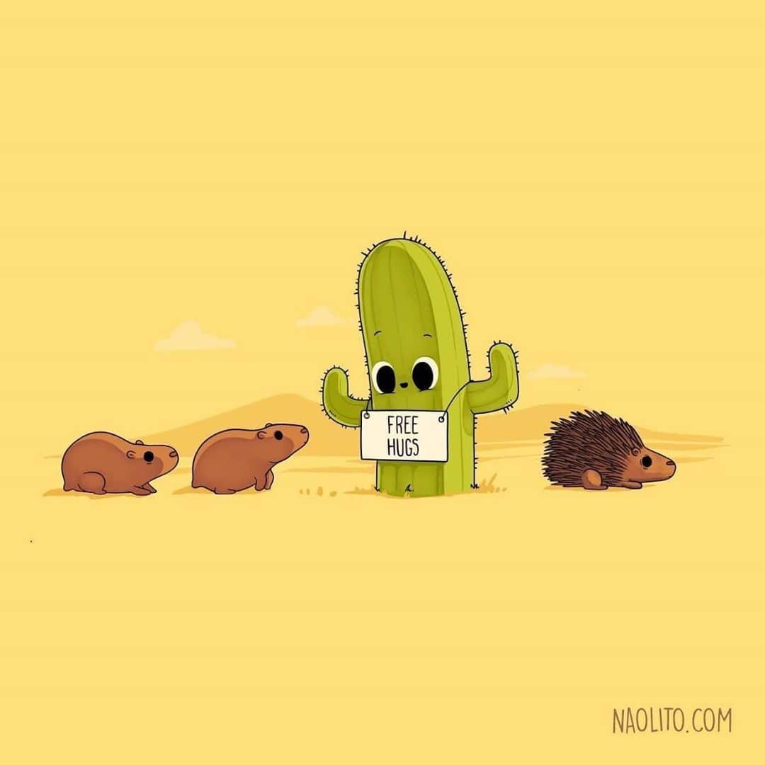 9GAGさんのインスタグラム写真 - (9GAGInstagram)「Who needs a cactus hug? ☺️ | Follow @doodles⠀ -⠀ By @naolito⠀ -⠀ #doodles #comics #illustrations」6月18日 14時13分 - 9gag