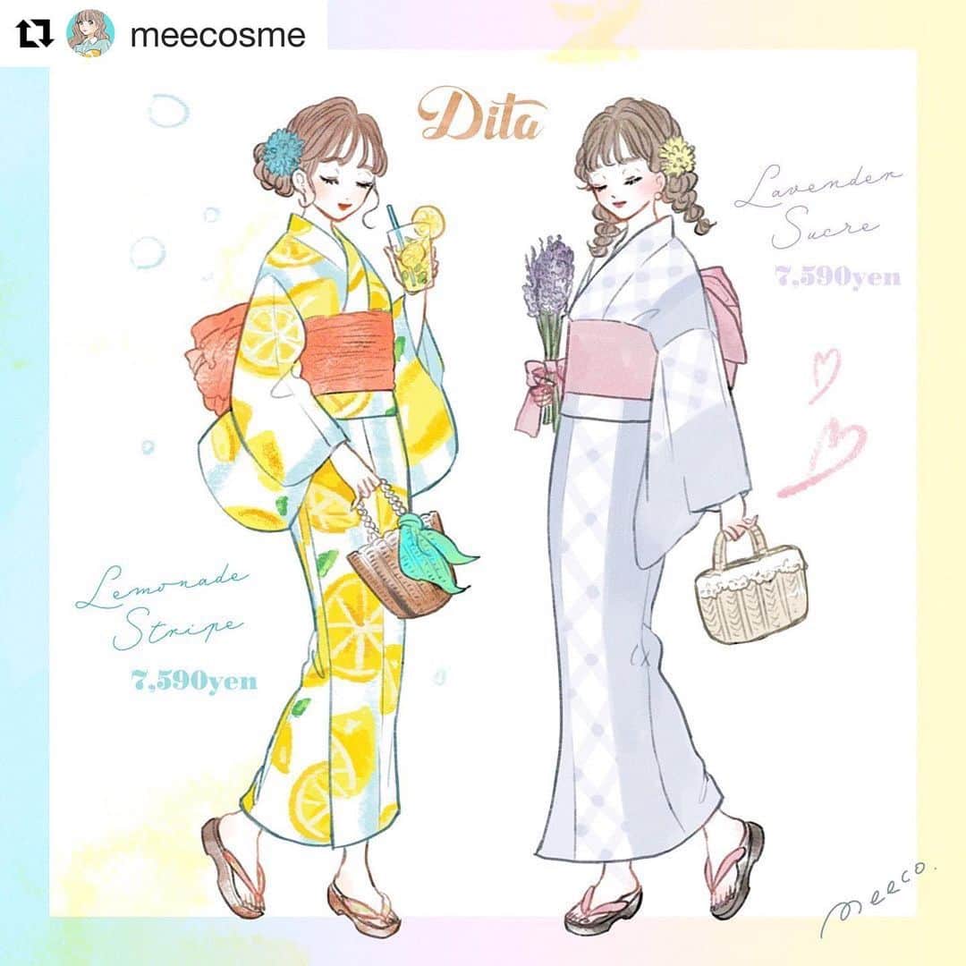 Ditaさんのインスタグラム写真 Ditainstagram 超人気イラストレーター Meecosme さん 素敵なイラスト ありがとうございます 可愛いすぎる っ Get Repost 今年もdita様 Dita Official の浴衣イラストを描かせていただきました