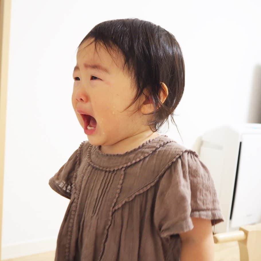 makikoさんのインスタグラム写真 - (makikoInstagram)「❤︎ ことちゃんの本気の泣き声（というか叫び声）は、破壊力がすごい。。 ．  耳キーン👂なるよ😅 ．  ことちゃんの泣き声が聞こえたら、パパスが『どちたん？どちたん？（どうしたん？どうしたん？）』と気持ち悪い声出し始めます。 ．  #娘に甘いパパス ．  #泣き顔 #全力ことちゃん #歯がだいぶ生えた #エイトにこのバイク取られそうになって大泣き #1歳 #生後21ヶ月 #女の子 #親バカ部」6月18日 20時03分 - batako93