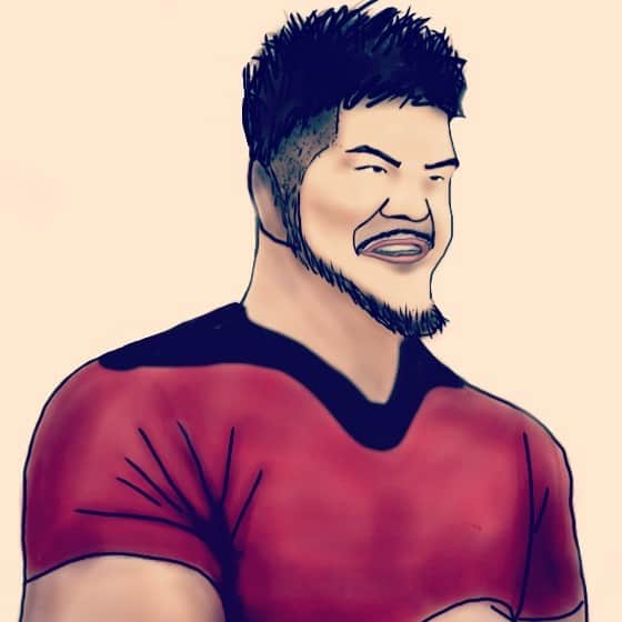 三上正貴のインスタグラム：「#iPad #100円ペン #似顔絵 #なんか違う🤔」