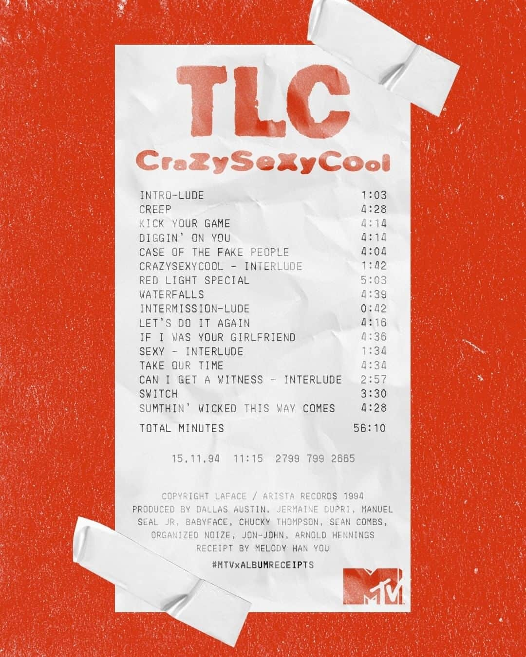 MTVさんのインスタグラム写真 - (MTVInstagram)「With over 14 million copies sold, 𝘾𝙧𝙖𝙯𝙮𝙎𝙚𝙭𝙮𝘾𝙤𝙤𝙡 by @officialtlc is the best-selling album by an American girl group. The album’s biggest single, "Waterfalls," is considered to be the group's signature song, which made TLC the first African-American act to win the VMA for Video of the Year in 1995. The group’s original lineup, Tionne "T-Boz" Watkins, Lisa "Left Eye" Lopes, and Rozonda "Chilli" Thomas, helped define both music and fashion of the ‘90s. And, of course, it's impossible to talk about R&B without mentioning TLC and their hits – "Creep" and "No Scrubs" and "Unpretty" and so many more – as they became the blueprint for girl groups everywhere. 🎨: @albumreceipts」6月19日 6時07分 - mtv