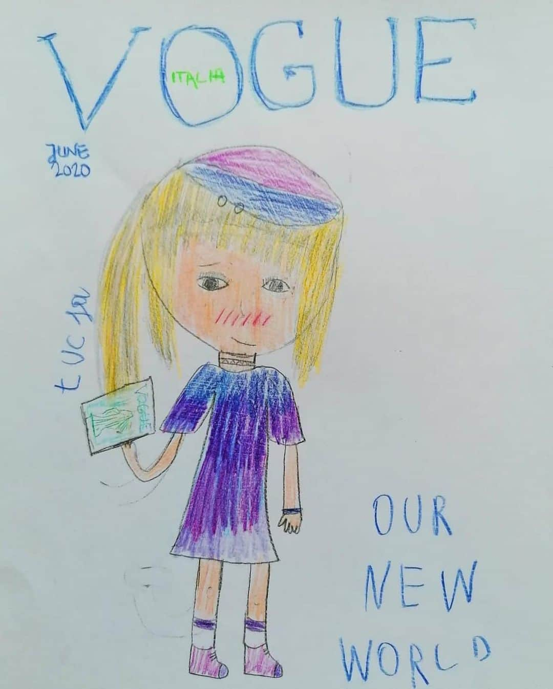 Vogue Italiaさんのインスタグラム写真 - (Vogue ItaliaInstagram)「OPEN CALL to all CHILDREN 🌈 Draw the Fashion of the Future 🎨 What will be the fashion of the future? Draw how you imagine fashion will look like in the future and share your sketches on Instagram using the hashtag #OurNewWorld tagging @VogueItalia. Swipe to see some of the most beautiful sketches shared here on Instagram!  Tap the link in bio to discover more about the June Issue of Vogue Italia and get your copy on newsstands.」6月19日 1時00分 - vogueitalia