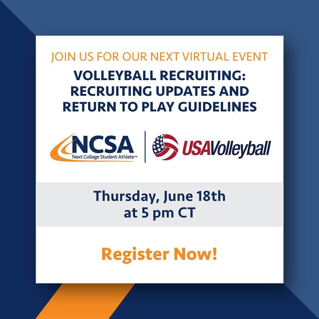 USA Volleyballさんのインスタグラム写真 - (USA VolleyballInstagram)「USA Volleyball and Next College Student Athlete (@ncsa_volleyball) will be hosting an exclusive online seminar covering the most recent NCAA recruiting updates and what it means for you on TODAY, June 18 at 5pm CT.  Swipe up in our Story to register!」6月19日 1時59分 - usavolleyball