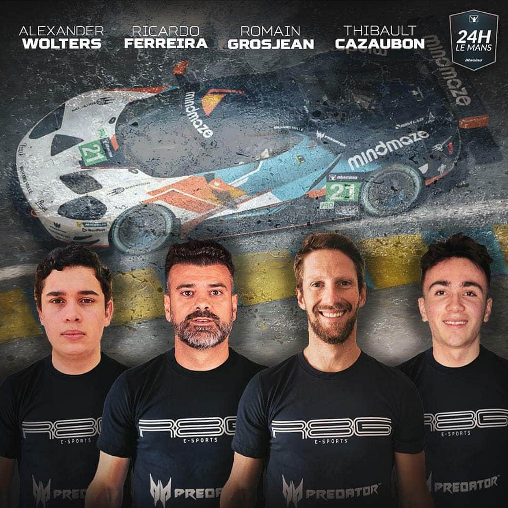ロマン・グロージャンのインスタグラム：「Let's have some fun. This weekend I'll enter the 24h of Le Mans on @iracingofficial with some of the @r8gesports drivers. You can follow us on Twitch #esports #simracing」