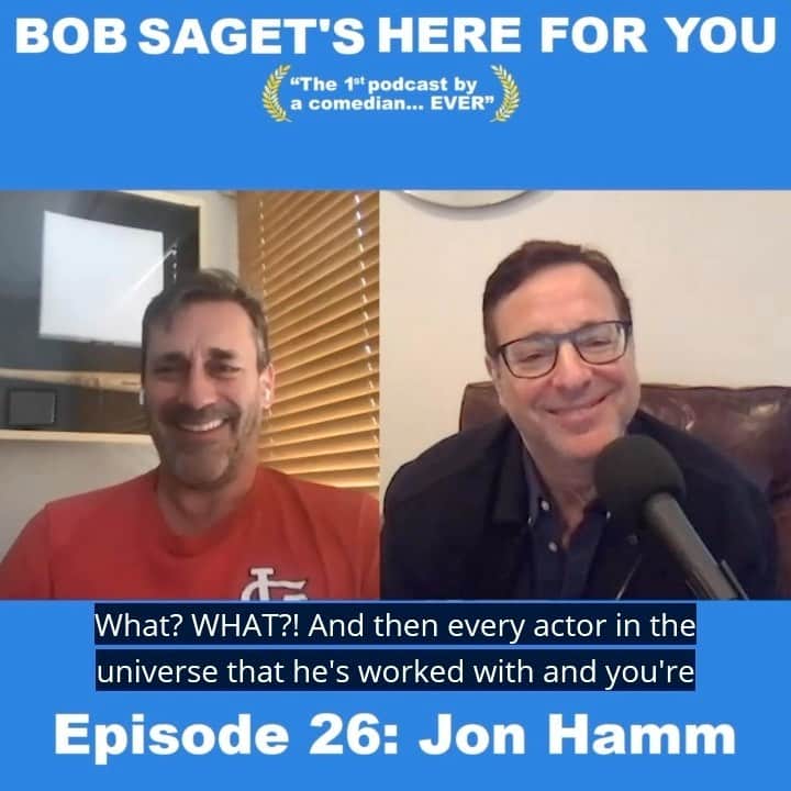ボブ・サゲットのインスタグラム：「‪So much fun talking with the great Jon Hamm about Clint Eastwood, Old Classic Sitcoms, the State of Racial Injustice, and the Prez on Today’s NEW podcast Episode. @spotify Go to—> https://spoti.fi/2Ydl4bF  @spotifypodcasts @studio71us @spotifybrasil @spotifysweden @spotifysuomi @spotifynorge @spotifydanmark @spotifyaunz @spotifymx @spotifysa @spotifyindia @spotifyspain @spotifypoland @spotifyasia @spotifynl @spotifyfrance @spotifyuk @spotifycanada @spotifyjp @spotifyitaly @spotifyarabia @spotifyde @studio71uk @studio71it @studio71fr ‬#comedy #podcast」