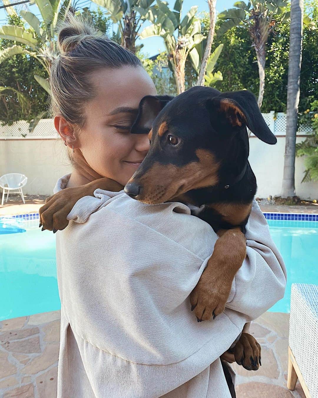 Camden Scottのインスタグラム：「Remember that puppy “Maggie” we were fostering? Oh yeah, I forgot to mention, we’re keeping her! Is anyone surprised? Also her name is now Riggins. Thank you @istandwithmypack for bringing the second angel to my life! Friendly reminder to adopt don’t shop!」
