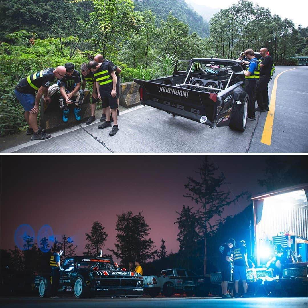 ケン・ブロックさんのインスタグラム写真 - (ケン・ブロックInstagram)「One of my favorite parts of producing the behind the scenes docs like The Climbkhana Files about the making of films like Climbkhana TWO is showing my race team that helps make these things possible. Day and night, they get the work done - and I appreciate them in a big way. In episode one (link in bio) you get a chance to see the race team prepare my '77 Ford F-150 Hoonitruck for the trip up Tianmen Mountain. #HooniganRacing #TheClimbkhanaFiles #ClimbkhanaTWO #FordF150 #Hoonitruck」6月19日 4時31分 - kblock43