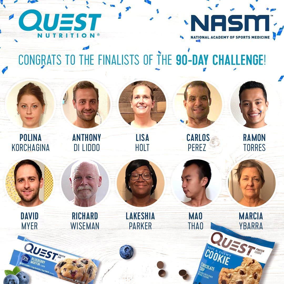 questnutritionさんのインスタグラム写真 - (questnutritionInstagram)「Congrats to the incredible TOP 10 of the 3rd Annual Quest + @NASM_FITNESS 90 Day Transformation Challenge! (SWIPE LEFT TO SEE THEIR AMAZING TRANSFORMATIONS!) 💪💙🏃‍♂️🏃‍♀️🏋️‍♂️🏋️‍♀️ • We had unique circumstances this year given the COVID-19 pandemic came upon us in the middle of this challenge. Some of the unforeseen changes the contestants faced included their gyms closing, limited to their homes, and no face-to-face time between trainer and client. Eighty nine (89) #NASM Certified Personal Trainers & client pairs made it to the final round at the end! Finalists were selected by the NASM Master Instructors based on % of weight loss or gained relative to starting weight and overall body transformation. • We will be announcing the winning team in the near future. They will receive a $20,000 grand prize to be split b/w them, a year supply of Quest goodies, & more! Stay tuned! 🙌  #OnaQuest #NASMCPT」6月19日 6時01分 - questnutrition