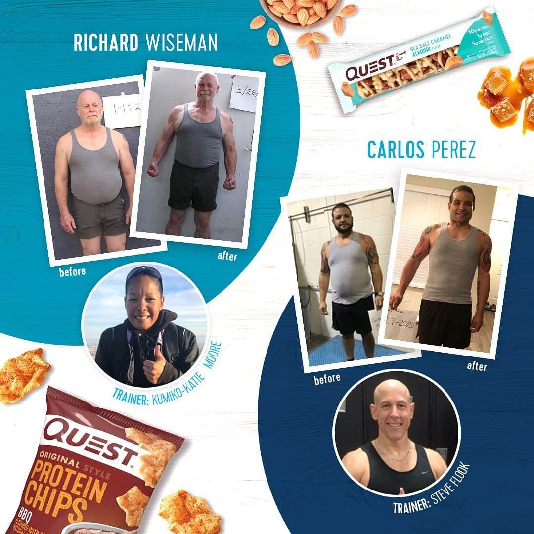 questnutritionさんのインスタグラム写真 - (questnutritionInstagram)「Congrats to the incredible TOP 10 of the 3rd Annual Quest + @NASM_FITNESS 90 Day Transformation Challenge! (SWIPE LEFT TO SEE THEIR AMAZING TRANSFORMATIONS!) 💪💙🏃‍♂️🏃‍♀️🏋️‍♂️🏋️‍♀️ • We had unique circumstances this year given the COVID-19 pandemic came upon us in the middle of this challenge. Some of the unforeseen changes the contestants faced included their gyms closing, limited to their homes, and no face-to-face time between trainer and client. Eighty nine (89) #NASM Certified Personal Trainers & client pairs made it to the final round at the end! Finalists were selected by the NASM Master Instructors based on % of weight loss or gained relative to starting weight and overall body transformation. • We will be announcing the winning team in the near future. They will receive a $20,000 grand prize to be split b/w them, a year supply of Quest goodies, & more! Stay tuned! 🙌  #OnaQuest #NASMCPT」6月19日 6時01分 - questnutrition