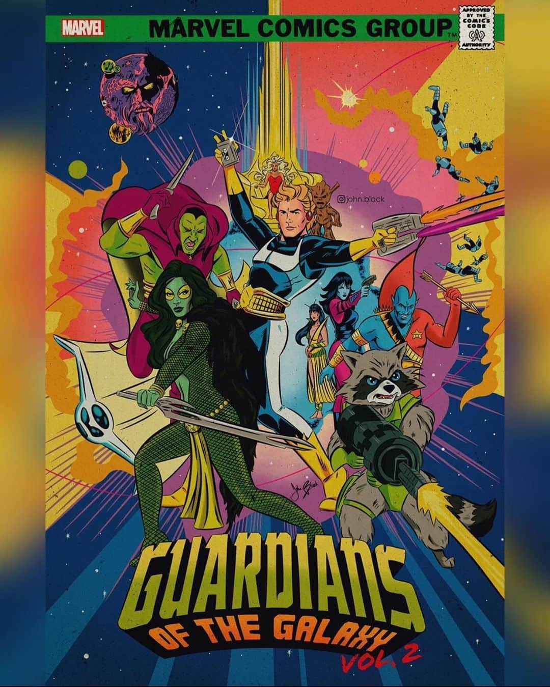 ジェームズ・ガンさんのインスタグラム写真 - (ジェームズ・ガンInstagram)「Guardians Vol. 2 art reimagined as the original characters from the comics, by @john.black. Wonderful stuff.」6月19日 10時58分 - jamesgunn