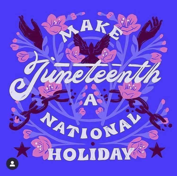 カテリーナ・スコーソンのインスタグラム：「It’s #Juneteenth! On June 19th, 1865 the freedom of the last remaining enslaved people in Texas was declared. Today is a holiday to celebrate the abolition of the wrongful enslavement of Black people in the United States. Some things I encourage my followers to do today: -Celebrate Black Excellence! Look around for locally Black owned businesses and support their fantastic work, whether it be food, books, music, or art! Watch movies and shows that are centered around the Black experience! -If you don’t know what to watch- I recommend @juneteenthmovie – coming out today starring the spectacular @kendrick38. -If you are just learning about Juneteenth, I encourage you to read more about it! Set aside some time to learn and reflect on why you haven’t known about it before. -Artwork by @jill_dehaan」