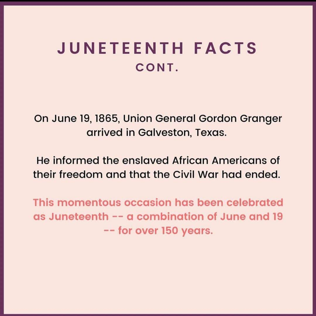 エレン・デジェネレスさんのインスタグラム写真 - (エレン・デジェネレスInstagram)「#KalenTakeover - For your education... #Juneteenth  #repost @monicapirani ・・・ Juneteenth is not the day that all enslaved people were freed, or the day that slavery ended. Juneteenth is a day to commemorate African American Freedom! Download these slides at link in my bio. Immense gratitude to my dear friend and historian @utonevan , who offered consultation on this post. . ✨ Welcome new followers! I wanted to post some additional information about Juneteenth! I made these graphics in an effort to spread education (which is a part of what Juneteenth is all about!) The sources I used are listed on the last slide. . ✨Please feel free to share these graphics with your loved ones and to your feed! Black History is American History, and unfortunately many of us aren’t taught about Juneteenth. I just learned about it two years ago! There is no need to feel shame or guilt for just learning about this, we know by now that systematic racism effects our education system. You know now, so you can help spread education and awareness! . 📖 HOMEWORK: . Set a timer for 30 minutes and look up and learn about Juneteenth! Comment below what you learned! Share resources and educational material with your loved ones and talk to your kids about it! . Follow accounts that teach Black American history and provide resources for learning, like @zinneducation, @nmaahc and @theconsciouskid . ✨If you are celebrating Juneteenth this week, I’m sending you a whole lot of love! 🧡🧡🧡 .. ✨**While I do need to be properly credited for my poetry, writing, and photography**, you do not need to credit me for these slides. This is knowledge and education that EVERYONE should have access to and the info is sourced from the websites on the last slide. All I did was paste that info into a pretty graphic that was easy to share. With that said, thank you for all your messages of gratitude, I am so happy you learned something today!!!! It makes my heart happy. Keeping sharing knowledge, keep learning on your own and with loved ones, *always* ask questions, and stay curious! 🥰」6月20日 2時02分 - ellendegeneres