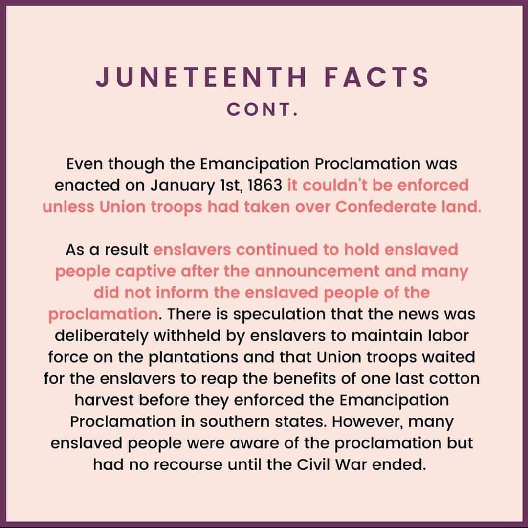 エレン・デジェネレスさんのインスタグラム写真 - (エレン・デジェネレスInstagram)「#KalenTakeover - For your education... #Juneteenth  #repost @monicapirani ・・・ Juneteenth is not the day that all enslaved people were freed, or the day that slavery ended. Juneteenth is a day to commemorate African American Freedom! Download these slides at link in my bio. Immense gratitude to my dear friend and historian @utonevan , who offered consultation on this post. . ✨ Welcome new followers! I wanted to post some additional information about Juneteenth! I made these graphics in an effort to spread education (which is a part of what Juneteenth is all about!) The sources I used are listed on the last slide. . ✨Please feel free to share these graphics with your loved ones and to your feed! Black History is American History, and unfortunately many of us aren’t taught about Juneteenth. I just learned about it two years ago! There is no need to feel shame or guilt for just learning about this, we know by now that systematic racism effects our education system. You know now, so you can help spread education and awareness! . 📖 HOMEWORK: . Set a timer for 30 minutes and look up and learn about Juneteenth! Comment below what you learned! Share resources and educational material with your loved ones and talk to your kids about it! . Follow accounts that teach Black American history and provide resources for learning, like @zinneducation, @nmaahc and @theconsciouskid . ✨If you are celebrating Juneteenth this week, I’m sending you a whole lot of love! 🧡🧡🧡 .. ✨**While I do need to be properly credited for my poetry, writing, and photography**, you do not need to credit me for these slides. This is knowledge and education that EVERYONE should have access to and the info is sourced from the websites on the last slide. All I did was paste that info into a pretty graphic that was easy to share. With that said, thank you for all your messages of gratitude, I am so happy you learned something today!!!! It makes my heart happy. Keeping sharing knowledge, keep learning on your own and with loved ones, *always* ask questions, and stay curious! 🥰」6月20日 2時02分 - ellendegeneres