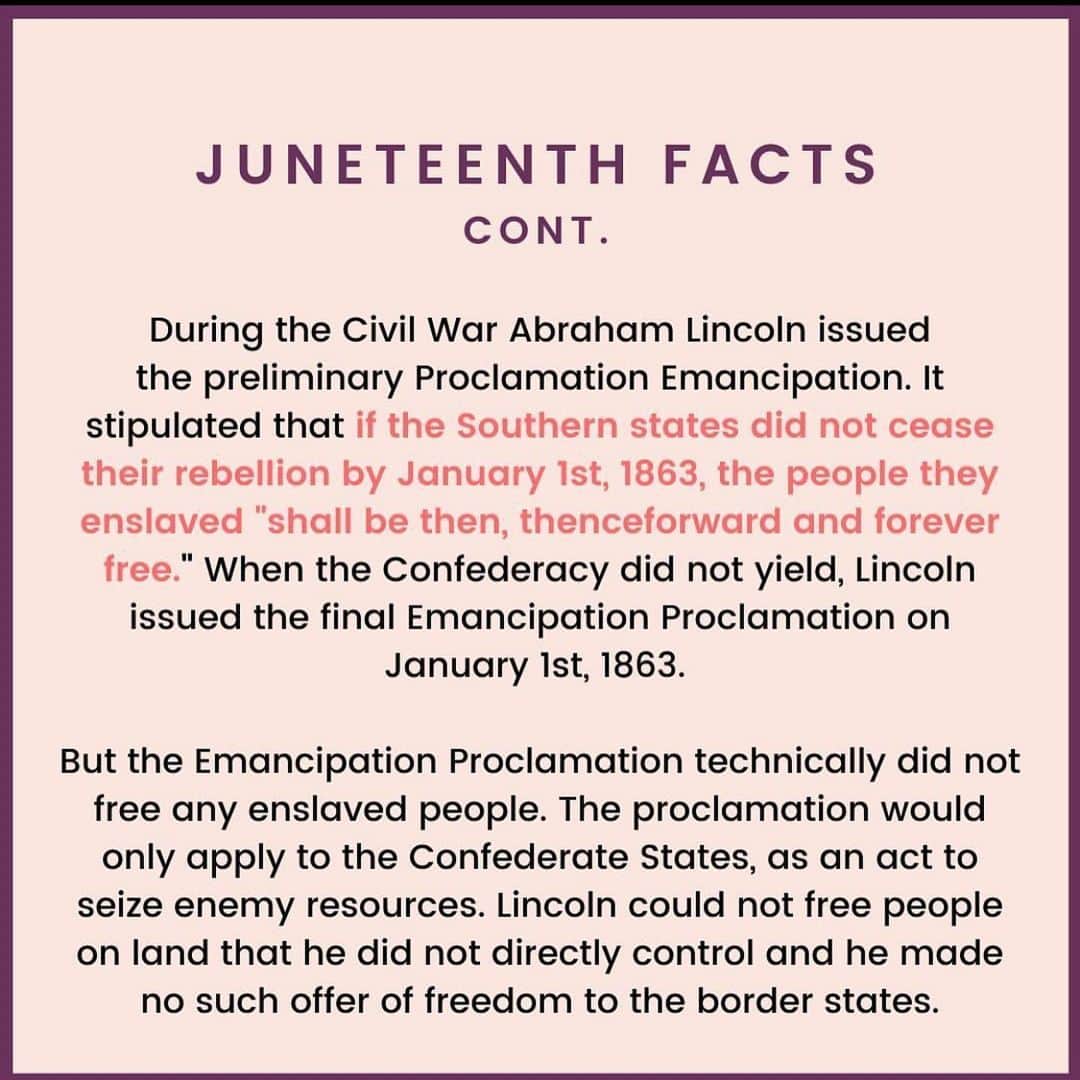 エレン・デジェネレスさんのインスタグラム写真 - (エレン・デジェネレスInstagram)「#KalenTakeover - For your education... #Juneteenth  #repost @monicapirani ・・・ Juneteenth is not the day that all enslaved people were freed, or the day that slavery ended. Juneteenth is a day to commemorate African American Freedom! Download these slides at link in my bio. Immense gratitude to my dear friend and historian @utonevan , who offered consultation on this post. . ✨ Welcome new followers! I wanted to post some additional information about Juneteenth! I made these graphics in an effort to spread education (which is a part of what Juneteenth is all about!) The sources I used are listed on the last slide. . ✨Please feel free to share these graphics with your loved ones and to your feed! Black History is American History, and unfortunately many of us aren’t taught about Juneteenth. I just learned about it two years ago! There is no need to feel shame or guilt for just learning about this, we know by now that systematic racism effects our education system. You know now, so you can help spread education and awareness! . 📖 HOMEWORK: . Set a timer for 30 minutes and look up and learn about Juneteenth! Comment below what you learned! Share resources and educational material with your loved ones and talk to your kids about it! . Follow accounts that teach Black American history and provide resources for learning, like @zinneducation, @nmaahc and @theconsciouskid . ✨If you are celebrating Juneteenth this week, I’m sending you a whole lot of love! 🧡🧡🧡 .. ✨**While I do need to be properly credited for my poetry, writing, and photography**, you do not need to credit me for these slides. This is knowledge and education that EVERYONE should have access to and the info is sourced from the websites on the last slide. All I did was paste that info into a pretty graphic that was easy to share. With that said, thank you for all your messages of gratitude, I am so happy you learned something today!!!! It makes my heart happy. Keeping sharing knowledge, keep learning on your own and with loved ones, *always* ask questions, and stay curious! 🥰」6月20日 2時02分 - ellendegeneres