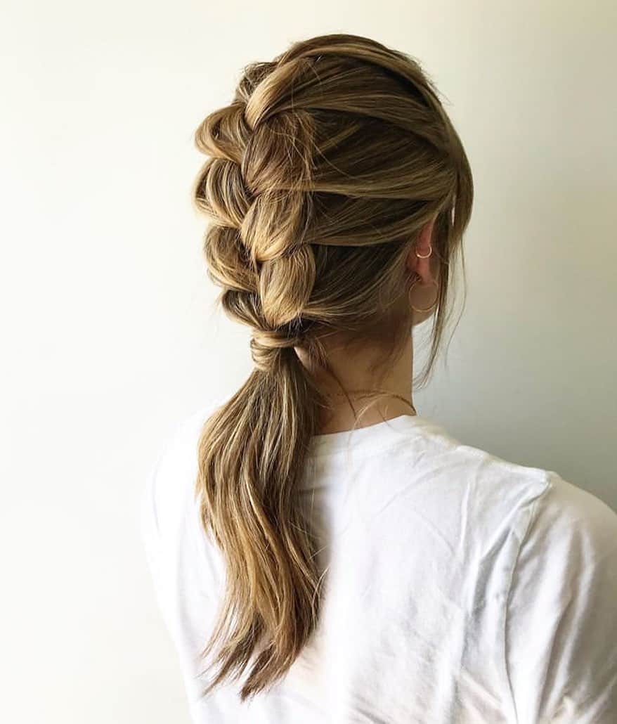 I N S T A B R A I Dのインスタグラム：「Braided ponytail- Great hairstyle to try on short hair as well! ❤️」