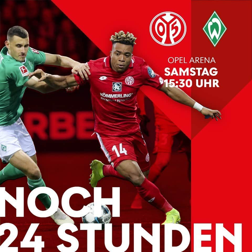 1.FSVマインツ05さんのインスタグラム写真 - (1.FSVマインツ05Instagram)「🎾 #Matchball gegen @werderbremen!  Noch 2️⃣4️⃣ Stunden bis zum Anpfiff! 💥 #M05SVW #Mainz05 #Bundesliga #Fußball #Instasport #Mainz #m05」6月19日 22時36分 - 1fsvmainz05