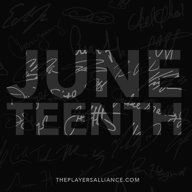 デライノ・デシールズ・ジュニアのインスタグラム：「Join me in signing the petition to make #Juneteenth, the day commemorating the abolition of slavery in 1865, a National Holiday. Link in bio. #ThePlayersAlliance」