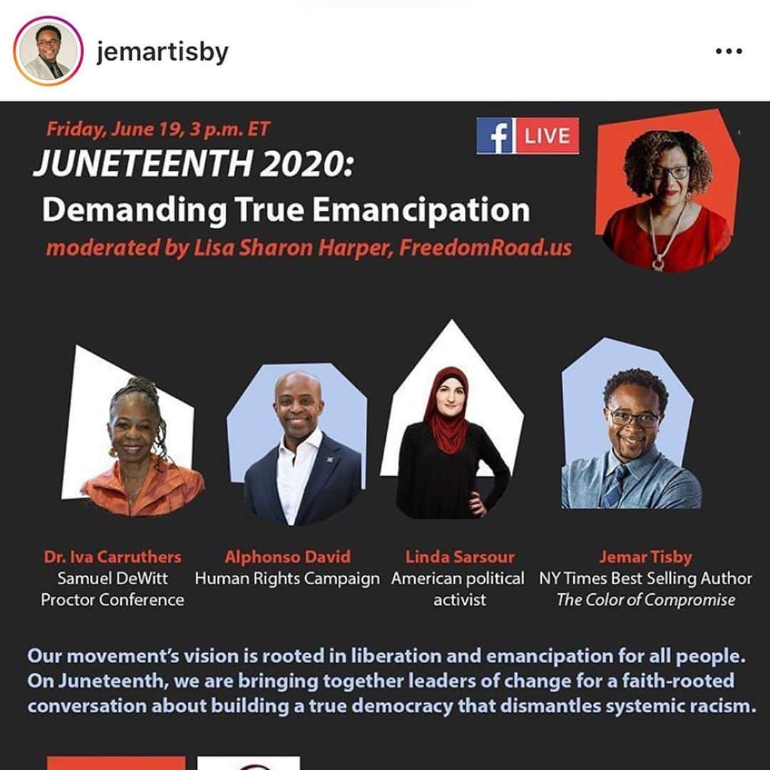 サラ・ドリューさんのインスタグラム写真 - (サラ・ドリューInstagram)「If you are like me, you never learned about #juneteenth in school. On June 19, 1865 the remaining enslaved people in Texas were finally told of their freedom— Two and a half years AFTER the Emancipation Proclamation.  This is a day for celebration and also a call to action because there is still so much work to do in our communities and in this country.  Here are a few ways to join in on the celebration today. I’ve included links in my stories to all of these events! — This week during her 2 day anti-racism masterclass (which was INCREDIBLE) @revjacquilewis invited us all to an amazing #juneteenth celebration hosted by @middlechurch . It’s free and will be an incredible time. Swipe up in my stories to join! — There are two films out today that I’m really looking forward to watching. @juneteenthmovie is out as is @invisibleportraits . Links to both are in my stories. — Also @jemartisby is participating in a Facebook live with fellow leaders of change for a “Faith- rooted conversation about building a true democracy that dismantles systematic racism”. Check out his insta for more info. And while you are introducing yourself to @jemartisby (if you don’t yet know him), I’d like to strongly recommend his docu-series on @amazonprimevideo called “the color of compromise” . It’s based on his nytimes bestselling book of the same name about the American church and it’s complicity in systematic racism from the beginning. I’m about half way through and I keep telling all of my friends (especially christian friends) to watch it.  We need to educate ourselves in order to truly participate in the dismantling of systematic racism that our country was built on and continues to operate under. I’m in an educational (and emotional) deep dive right now and I hope you guys will join me! ❤️❤️❤️ (The artwork from the first slide is by @jill_dehaan )」6月20日 3時57分 - thesarahdrew