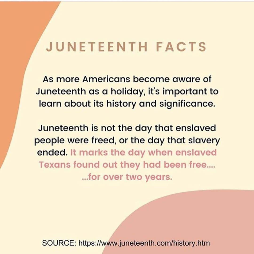 ジョディ・スウィーティンさんのインスタグラム写真 - (ジョディ・スウィーティンInstagram)「For those of you who are maybe just hearing about Juneteenth, here’s a little more information about it. On this important day, which SO many people have never heard of before (which is a fault of whitewashed, colonial history taught in schools), I encourage you to read and learn more about what the day means and WHY it is important.  #juneteenth #blm #learnnewhistory」6月20日 5時01分 - jodiesweetin