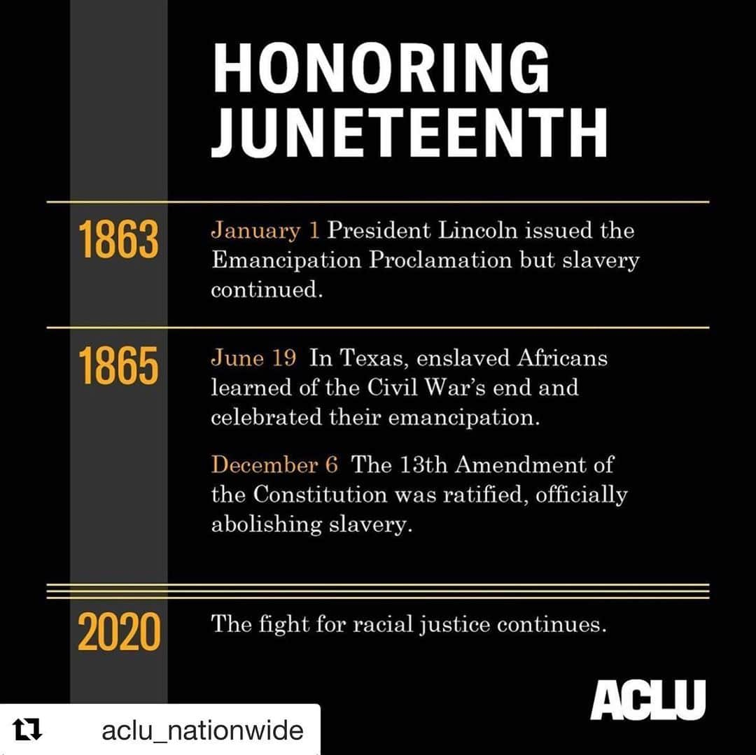 A Great Big Worldのインスタグラム：「#Repost @aclu_nationwide ・・・ Happy Juneteenth! We honor this day by working in solidarity with all those fighting for racial justice.」