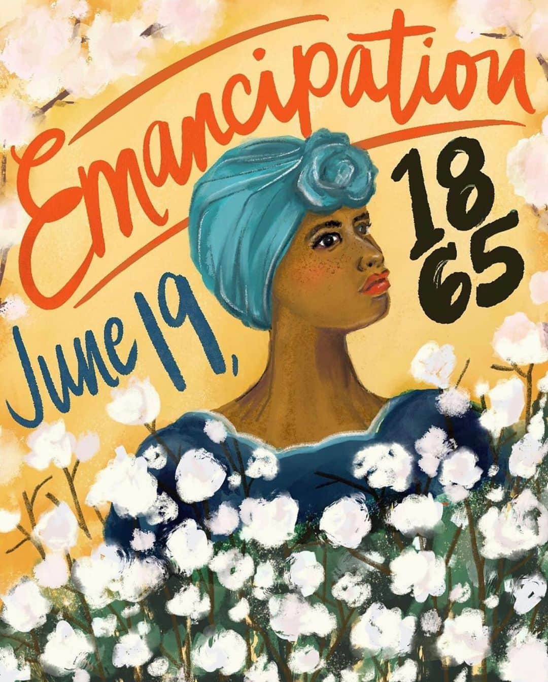 Francesca Realeのインスタグラム：「In honor of Juneteenth I wanted to share this unbelievably beautiful work of art by @nettdesigns .  June 19th 1865 commemorates the day when enslaved people of Texas finally learned slavery had been abolished and that they were free. This holiday represents the end to slavery and is a symbol of  total freedom from slave trade across all states including Texas. I did not learn about Juneteenth in school growing up but I really wish I had.  Continue to read, to listen, to educate yourself, to celebrate and amplify black voices and black history not just today but everyday! Black history and black lives matter now and forever.」