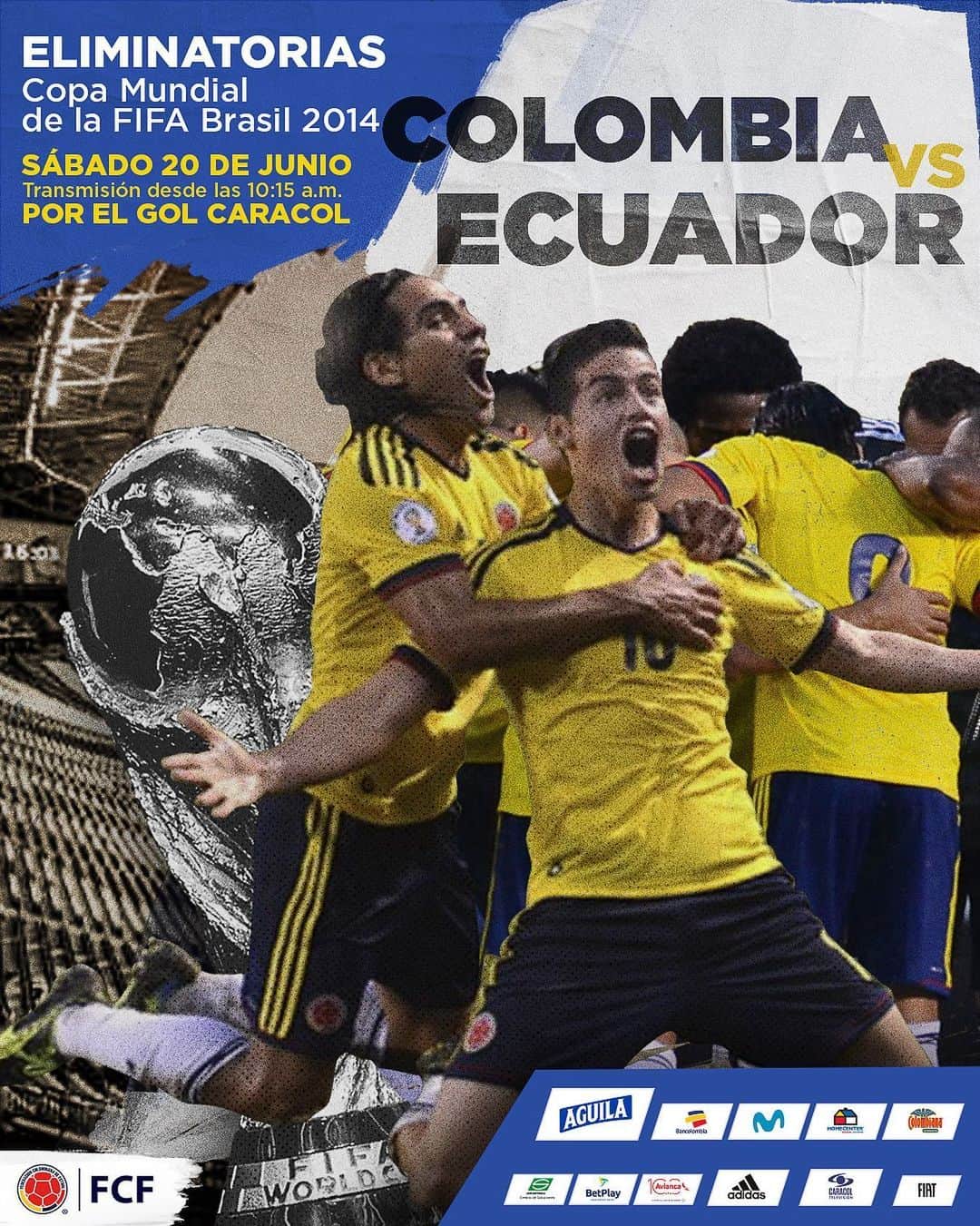 サッカー コロンビア代表チームのインスタグラム：「¡Una victoria para recordar! . . . .  Repite el partido 🆚 Ecuador por las Eliminatorias a Brasil 2014 🇨🇴 . . . 🏆 Eliminatorias Copa Mundial de la FIFA 2014 🆚 Ecuador 🗓 Sábado 20 de junio ⏱ 10:15 a.m. 📺 @golcaracol . . .  #EnModoEliminatorias #ViveElGolCaracol」